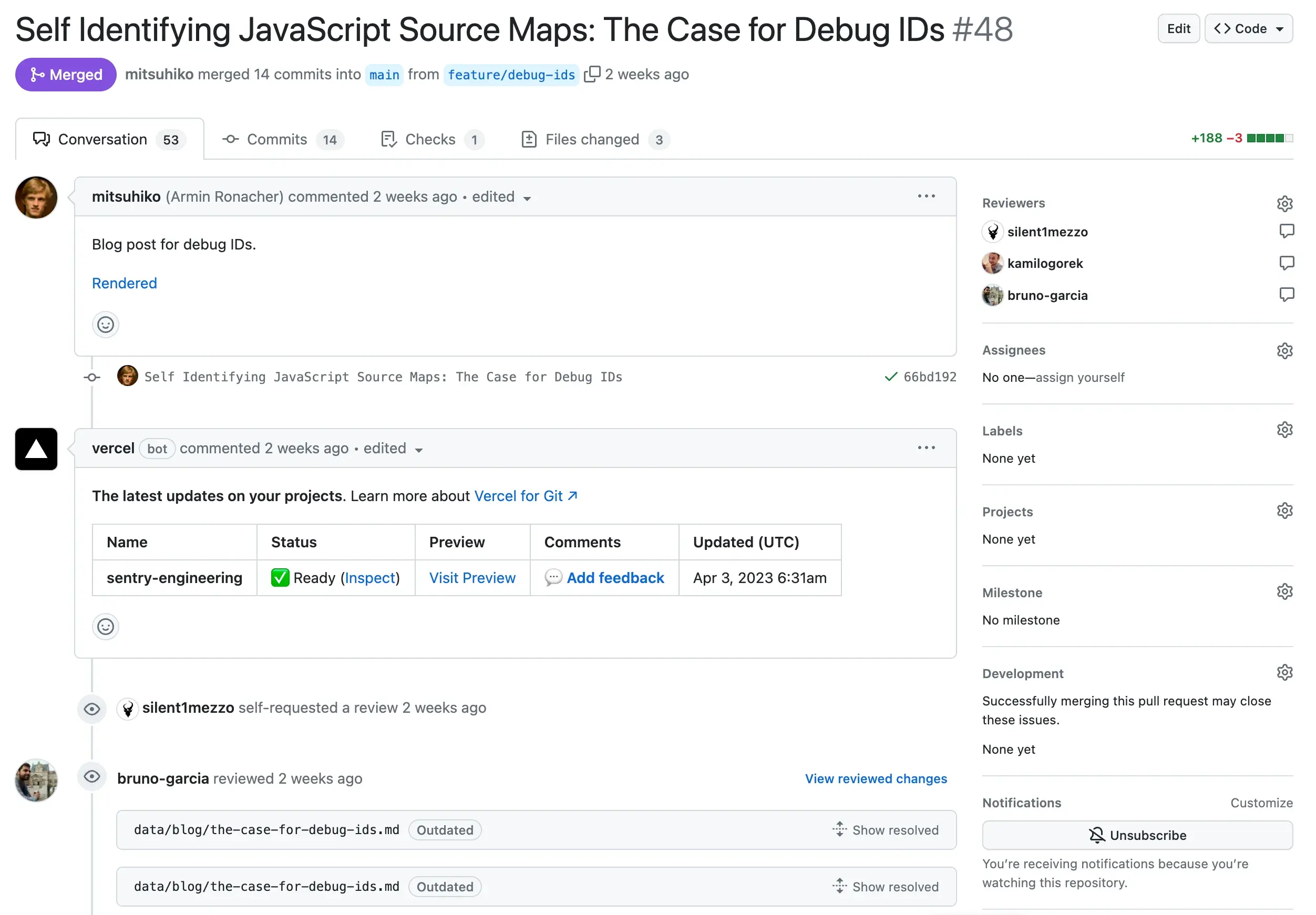 Pull request for a recent post on sentry.engineering